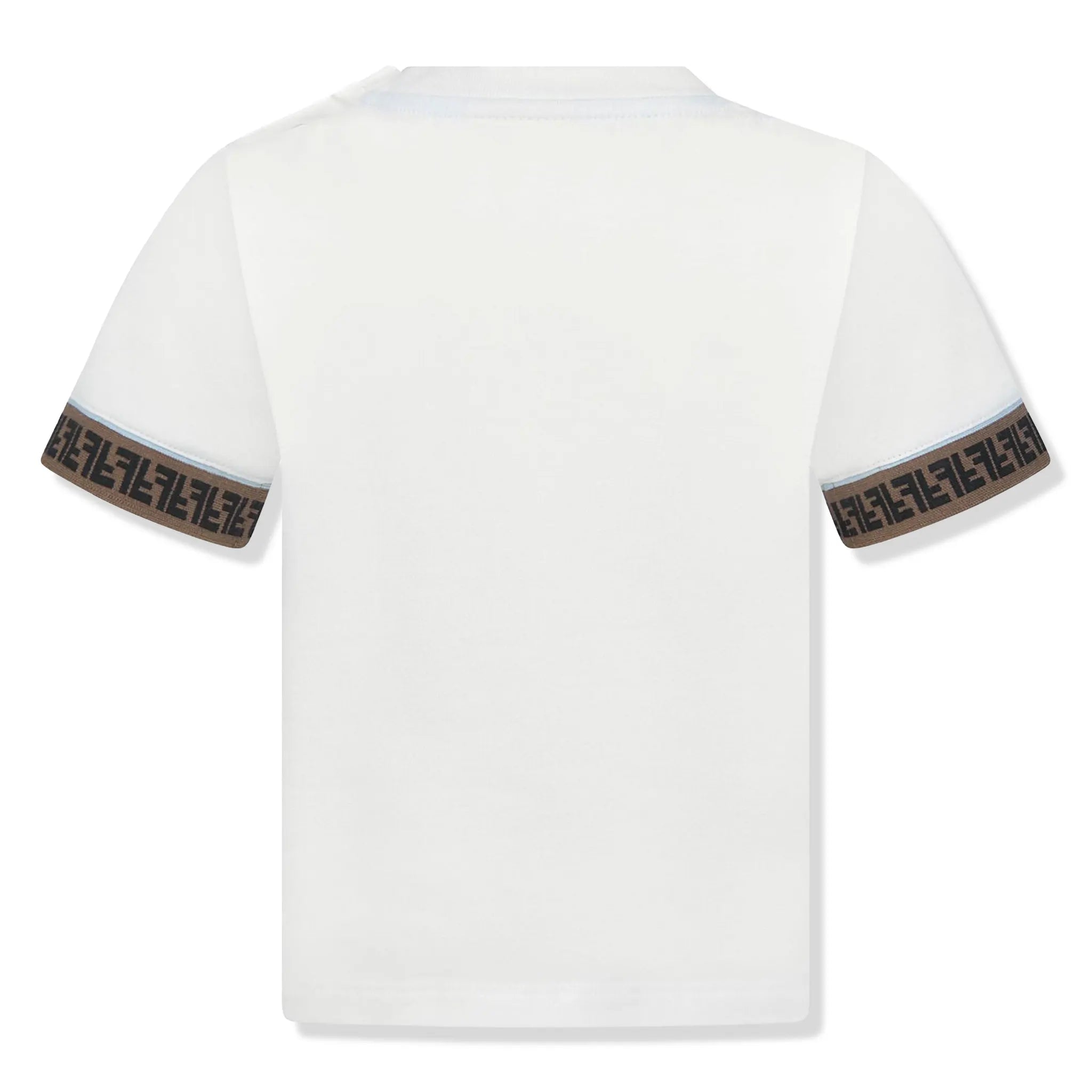 Back View of Fendi FF Logo Baby Boys Trim White T Shirt FENS1017107104